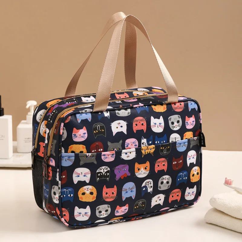 Handle Portable Makeup Bag Large Capacity Multiple Compartments Dry Wet Separation Cosmetic Bags Travel Supplies Storage Handbag