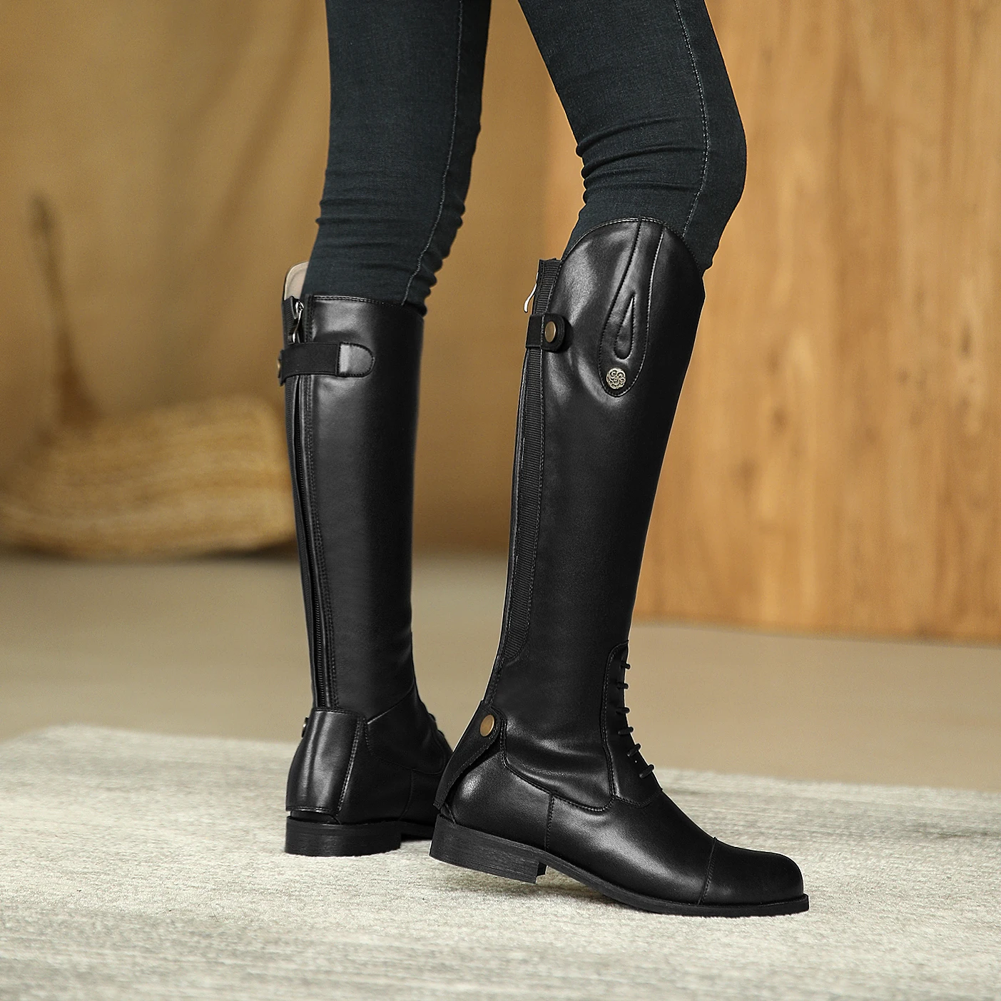 2024 Equestrian Boots Leather Equestrian Supplies Long Boots Riding Equipment Non-Slip Ultra Footwear Resistant Horse Rider Shoe