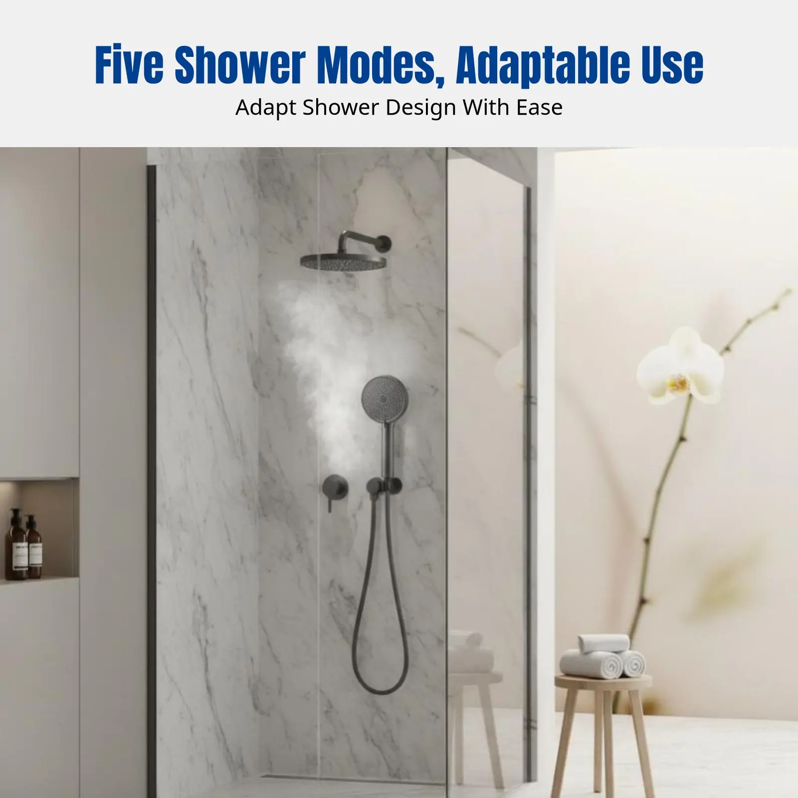 

Высокоскоростная душевая лейка, немецкая технология, 5 режимов распыления, силикон, для домашней ванной комнаты, большой поток воды