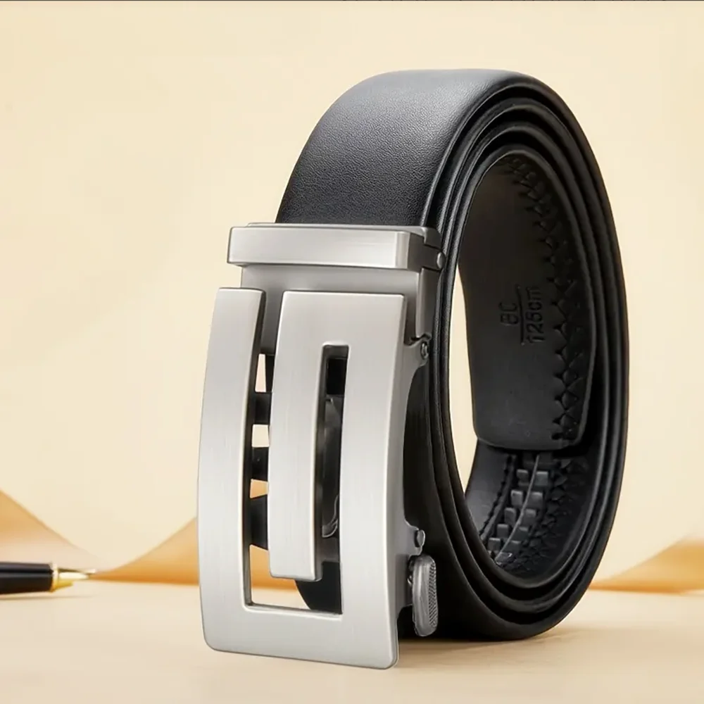 

Новый мужской кожаный ремень из сплава с автоматической пряжкой для бизнеса и отдыха, молодежный ремень для среднего и пожилого возраста, дизайнерский ремень белого цвета