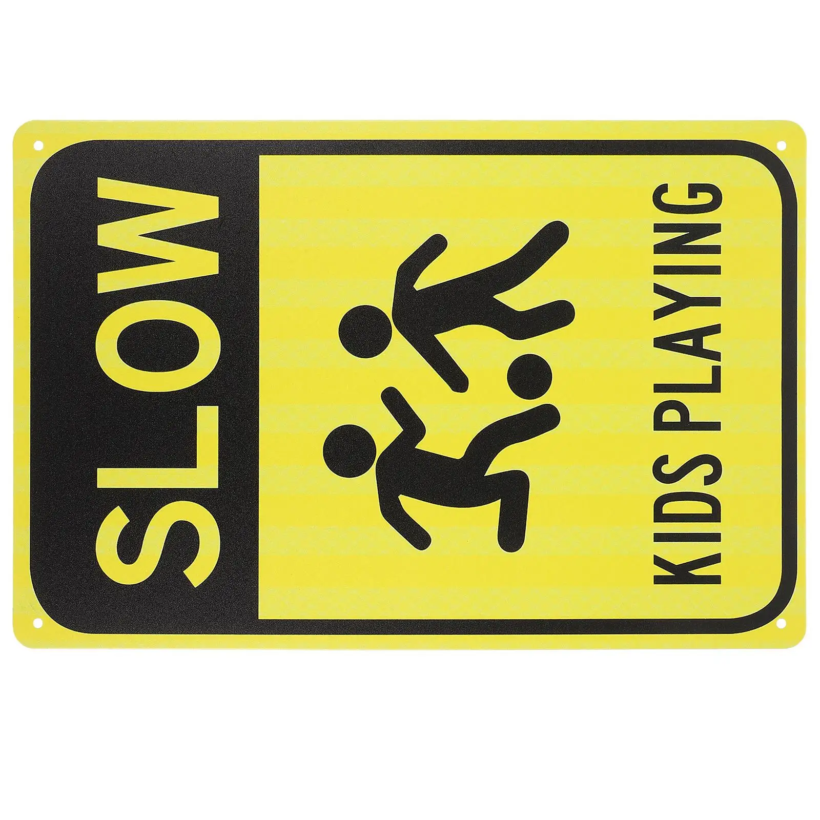 2pcs Safety Road Signs Metal Iron Warning Sign for Kids Play Caution Slow Down Traffic Street Sign Promote Road Safety Long