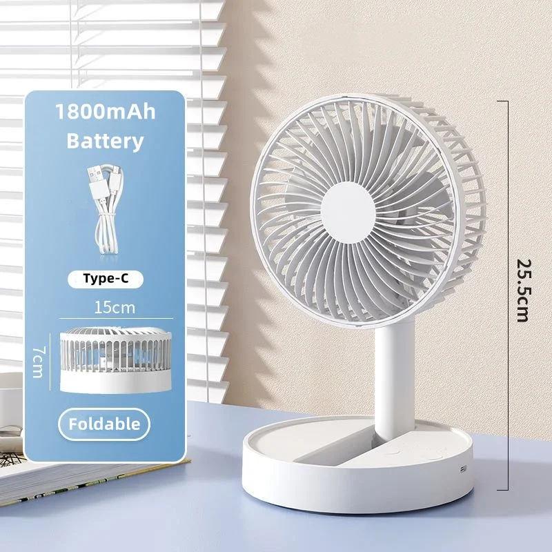 Ventilador dobrável usb com 4 velocidades e cronometragem, mini ventilador a pilhas para quarto, interno ou externo, ventilador de mesa portátil