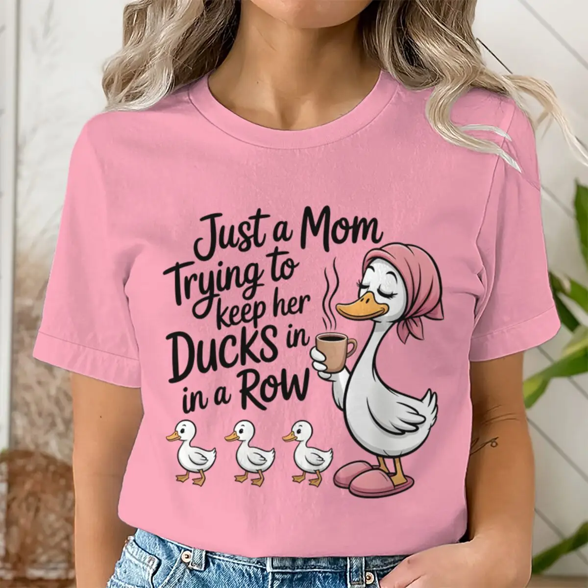 Funny Mom Duck Coffee T-Shirt Women 