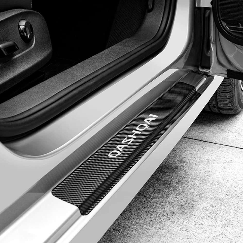 4PCS Car Door Sill Stickers Carbon Fiber Anti-Scratch Decals Protection Decoration Accessories For Nissan Qashqai J11 J12 J10
