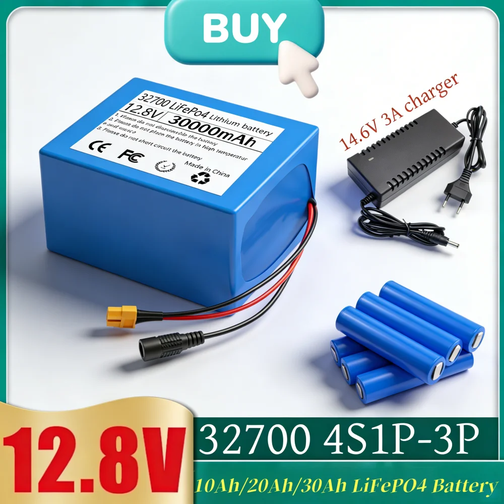 32700 Lifepo4 4S Battery Pack 12.8V 10~30Ah with Balanced BMS for Electric Boat and Uninterrupted Power Supply 12V.