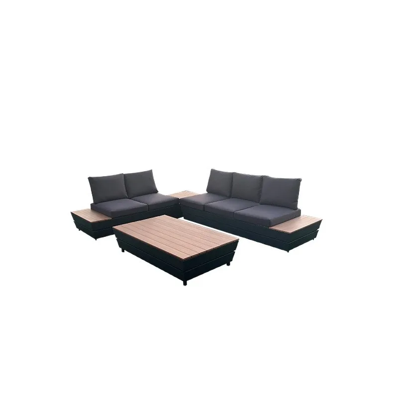 

courtyard aluminum alloy rain and sun protection villa hotel open-air balcony solid wood sofa chair combination furniture