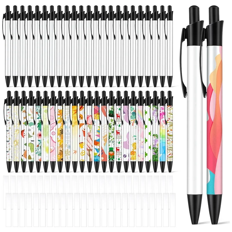 Sublimation Pen Blank Sublimation Coated Pens With Heat Shrink Packaging For DIY Office Home 48Pcs