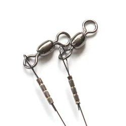 2 Pcs Steel Fishing Line Fishing Titanium Fishing Leash Anti-winding Wire Leader Line Swivel Duo-Lock Snap Fishing Accessories