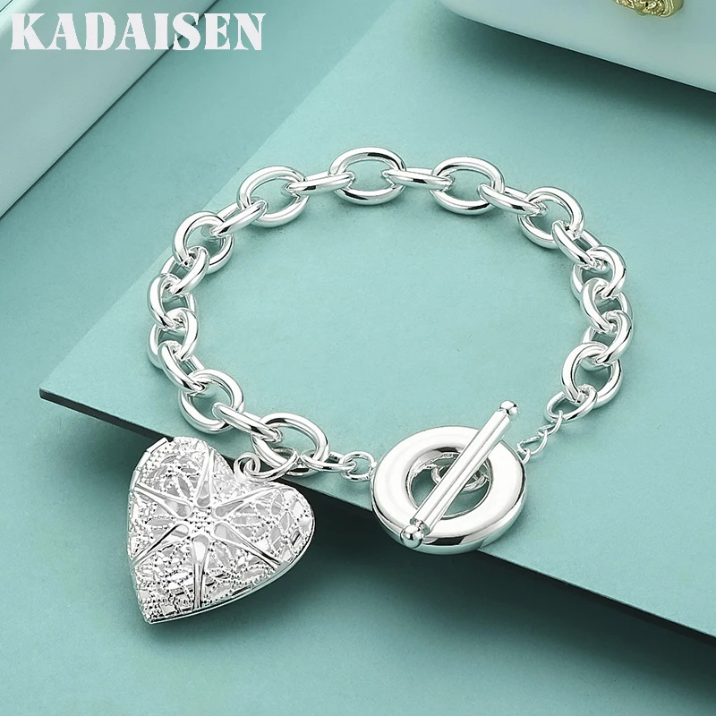 

Hot Nice 925 Sterling Silver Bracelets Charms Heart Love For Wedding Women Chain Charm Fashion Gorgeous Jewelry 8inch 20cm