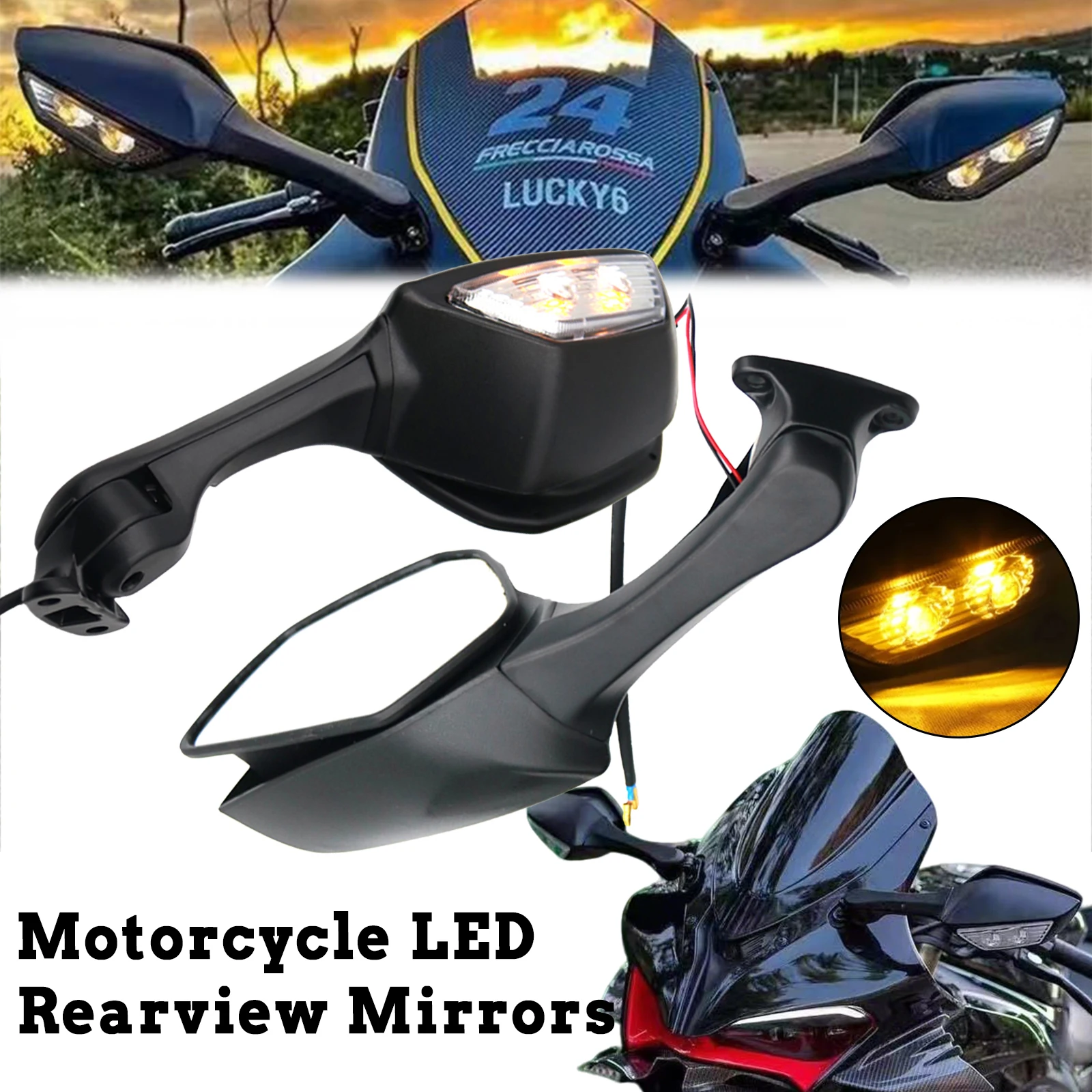 For Kawasaki Ninja ZX 10R ZX-10R 2011-2015 Motorcycle LED Rearview Mirrors Ninja H2 2014-2015 LED Turn Signal Light Side Mirrors