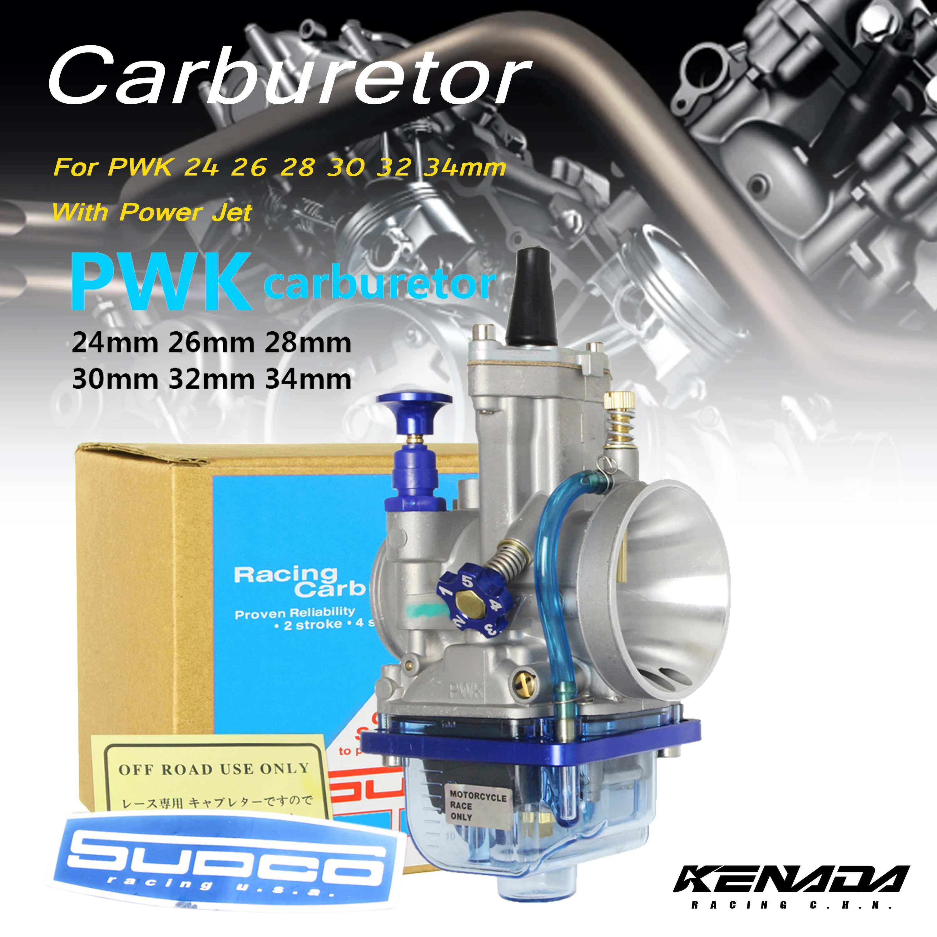 

PWK Universal Flat Slide Carburetor 24-34mm For Keihin 2T 4T 75-300cc Motorcycle ATV Quad Go Kart Dirt Bike Scooter