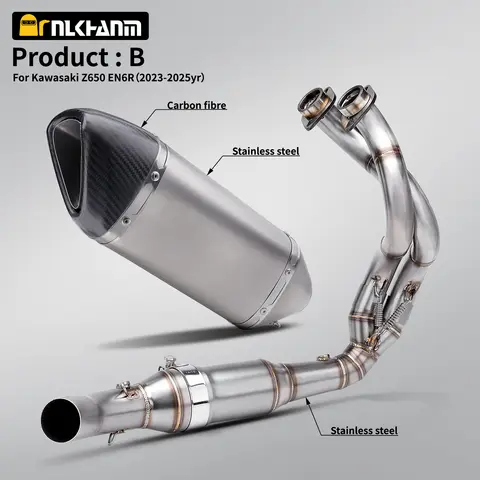 Z650 EN6R Modifica del sistema di scarico moto silenziatore di fuga in fibra di carbonio a sezione completa per Z650 EN6R 2023-2025