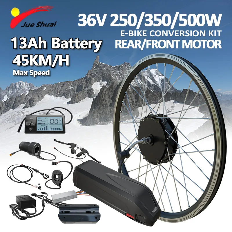 36V 250-500W Electric Bike Conversion Kit 13Ah Hailong Battery Hub Motor Kit 20