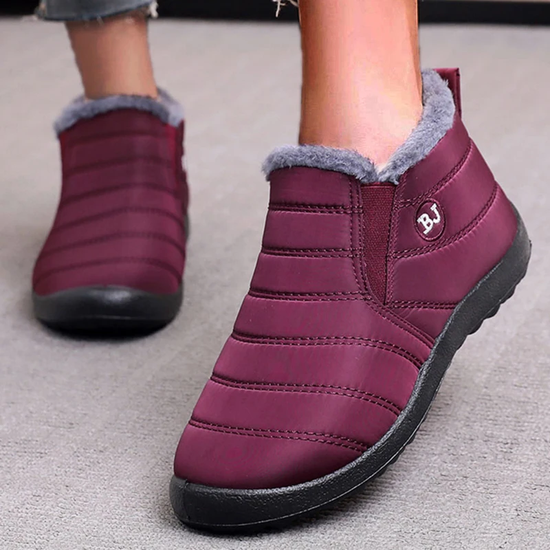 Winter 2024 Sneakers Women Shoes Waterproof Ankle Chunky Sneakers Slip On Shoes Ladies Thick Fur Vulcanize Mujer Shoes Woman