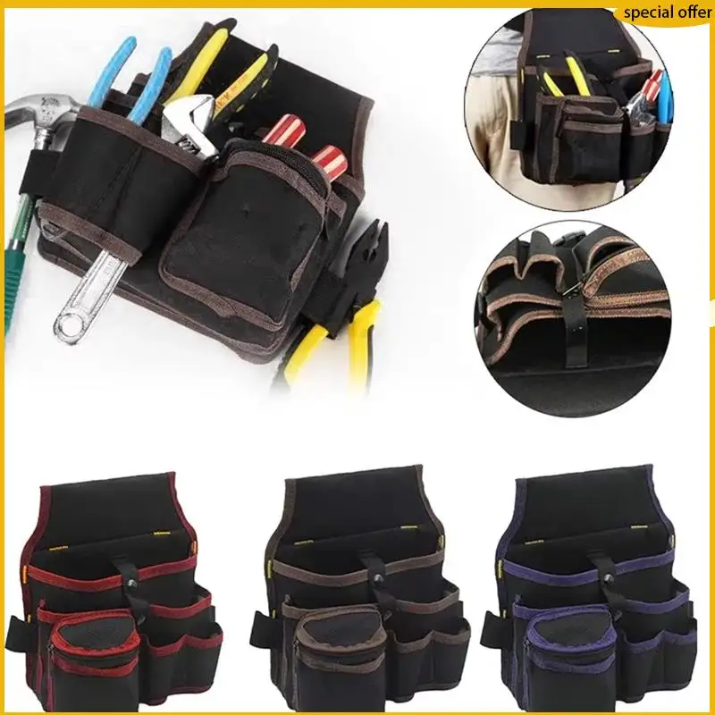 

A50I Multifunctional Tool Storage Bag Pouch Belt Electrician Toolkit Drill Wrench Screwdriver Hardware Tool Bags Organizer Black