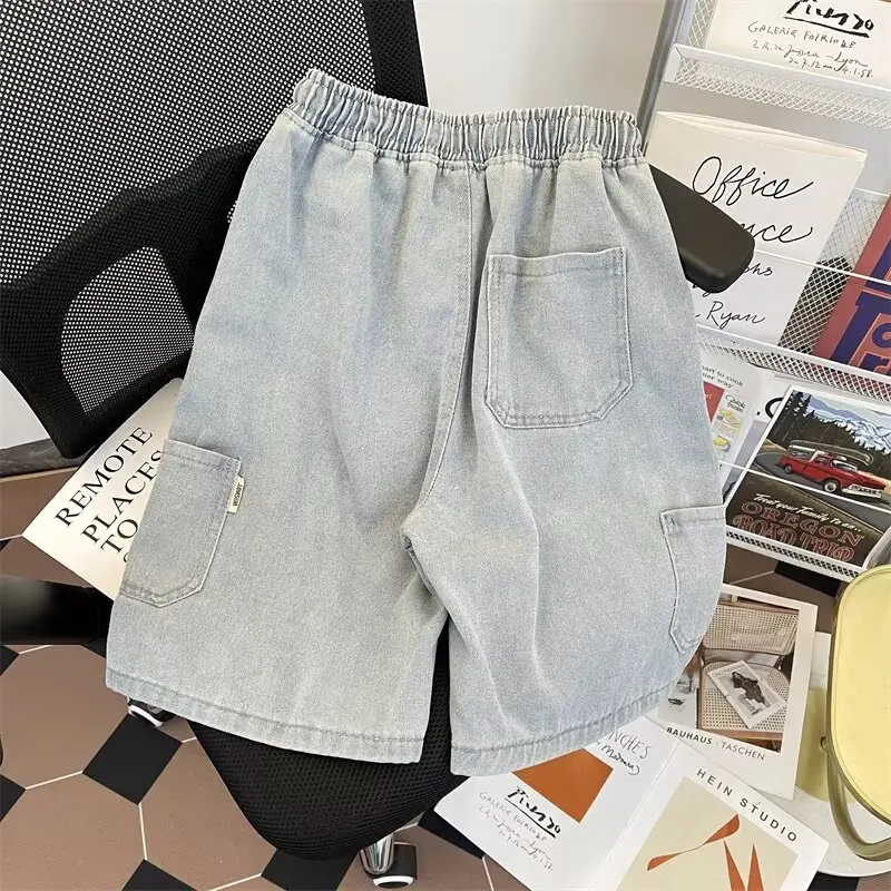 شورت جينز نسائي صيفي رفيع بخمس نقاط، خصر مرن، فضفاض، ساق مستقيمة، طول منتصف الساق، ملمس رائع يسمح بمرور الهواء #1