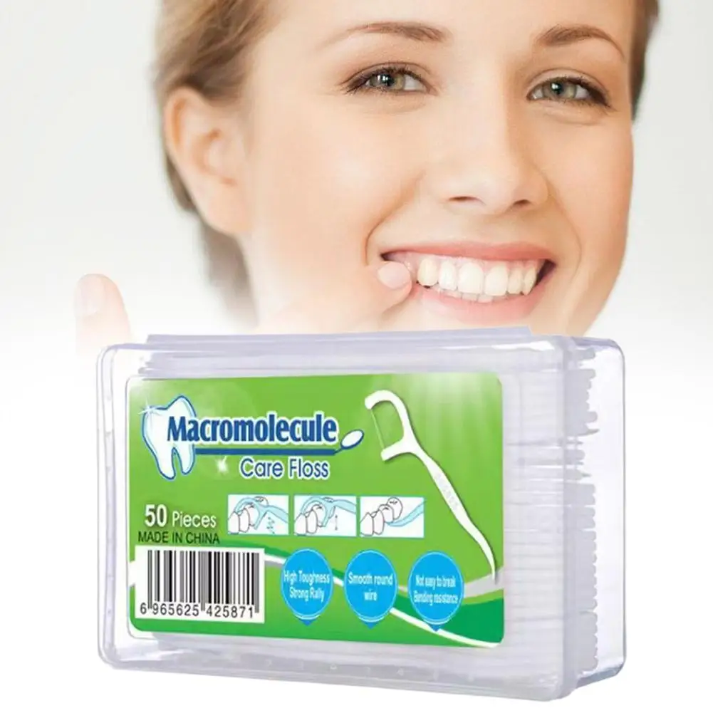 50 個デンタルフロスフロッサーピック歯つまようじスティック歯クリーン口腔ケア