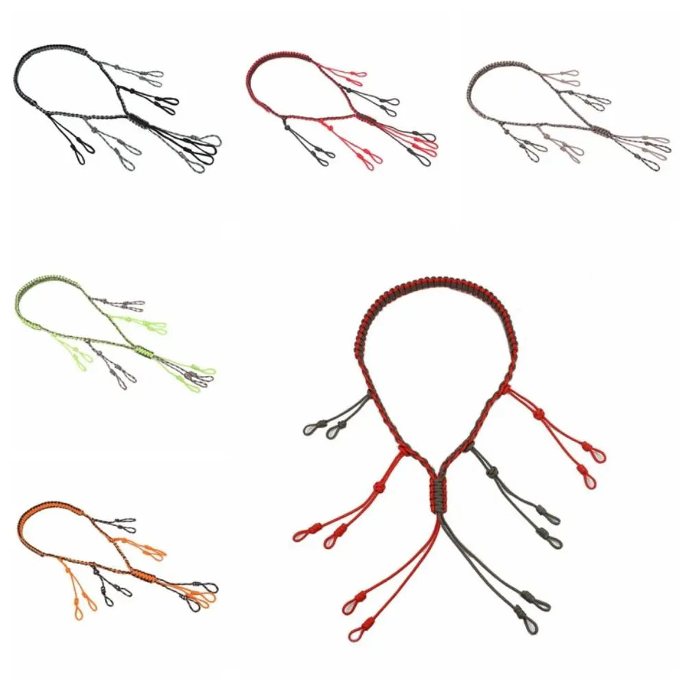 Nylon 12-Ring Duck Call Lanyard Colorful Portable Hand Braided Necklace 12 Adjustable Loops Whistle Lanyard Hunting Woven Collar