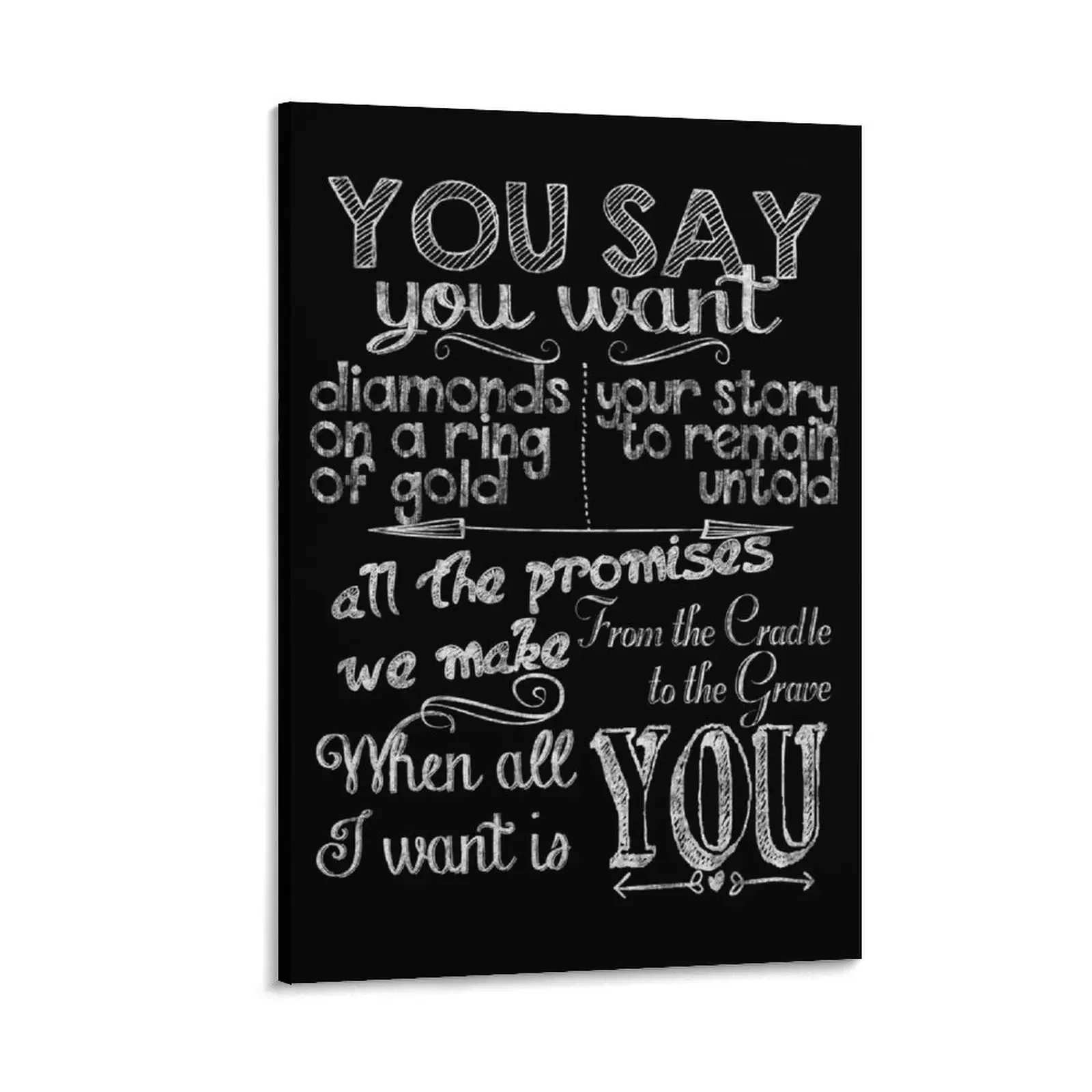 

u2 all I want is you chalkboard white Canvas Painting wall decoration painting home decor interior home decorations