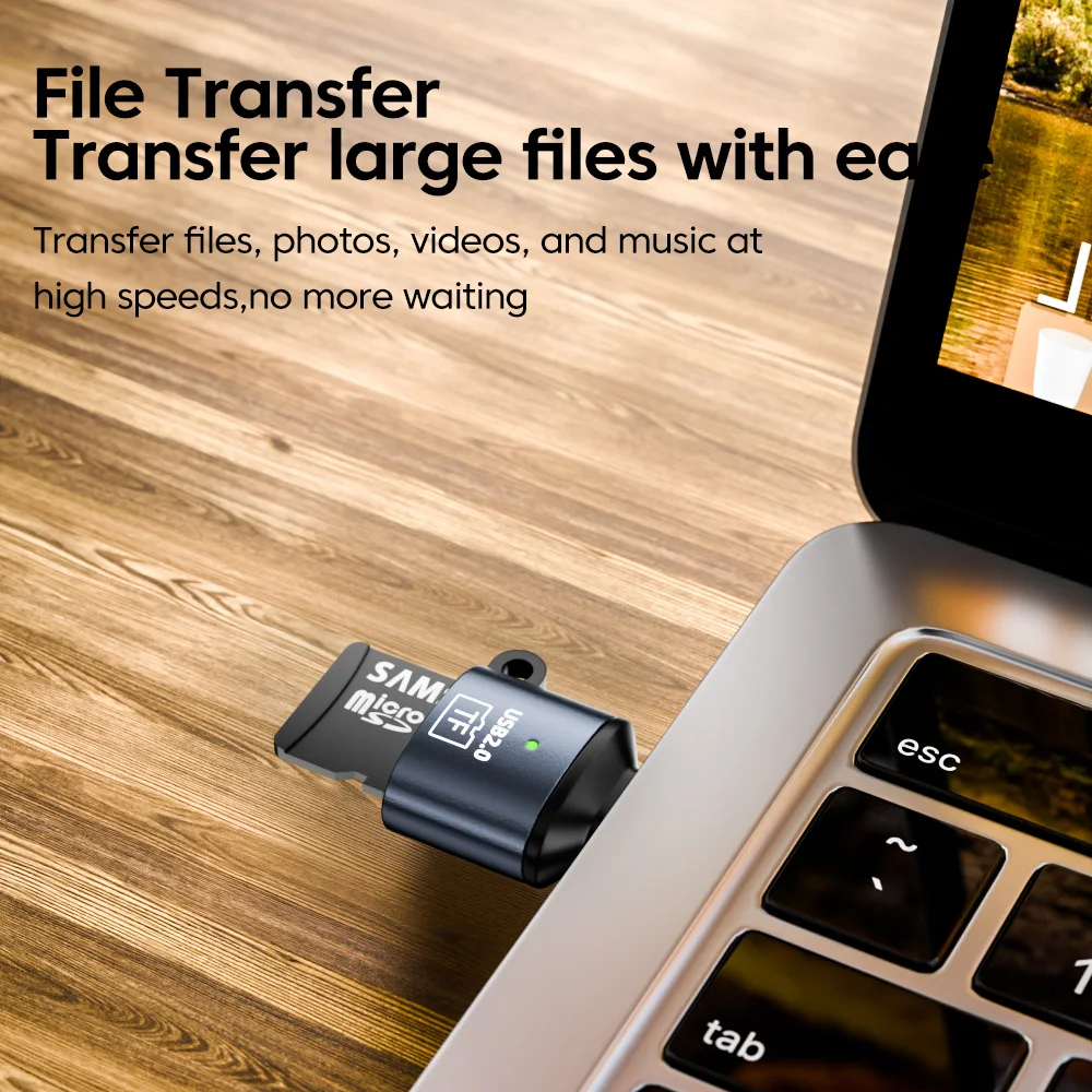 USB2.0 TF Reader Mini Portable USB A/Type-C to TF Card Reading Adapter For Cellphones Laptap Tablet External Memory Card Reading