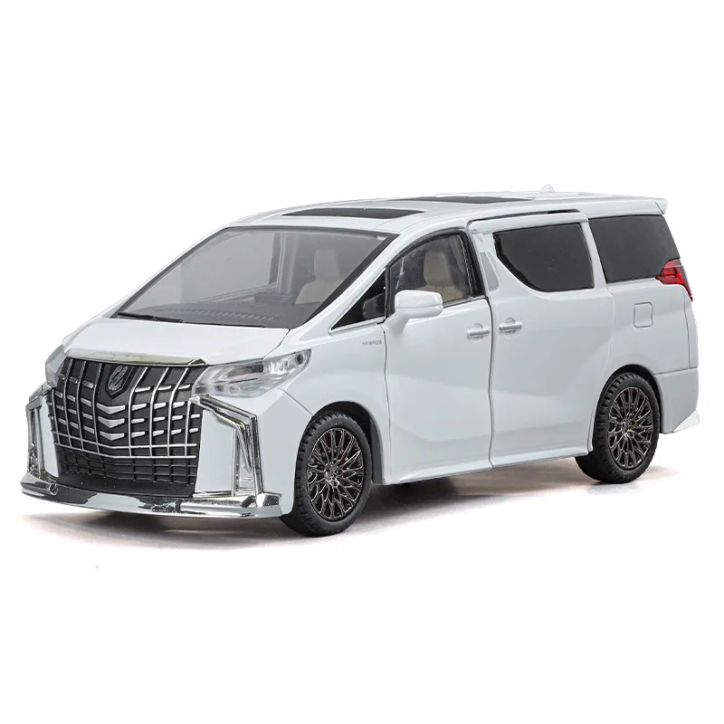 Coche de aleación modelo Toyota Alphard 1:24 para niños, juguete fundido a presión, sonido y luz, vehículo