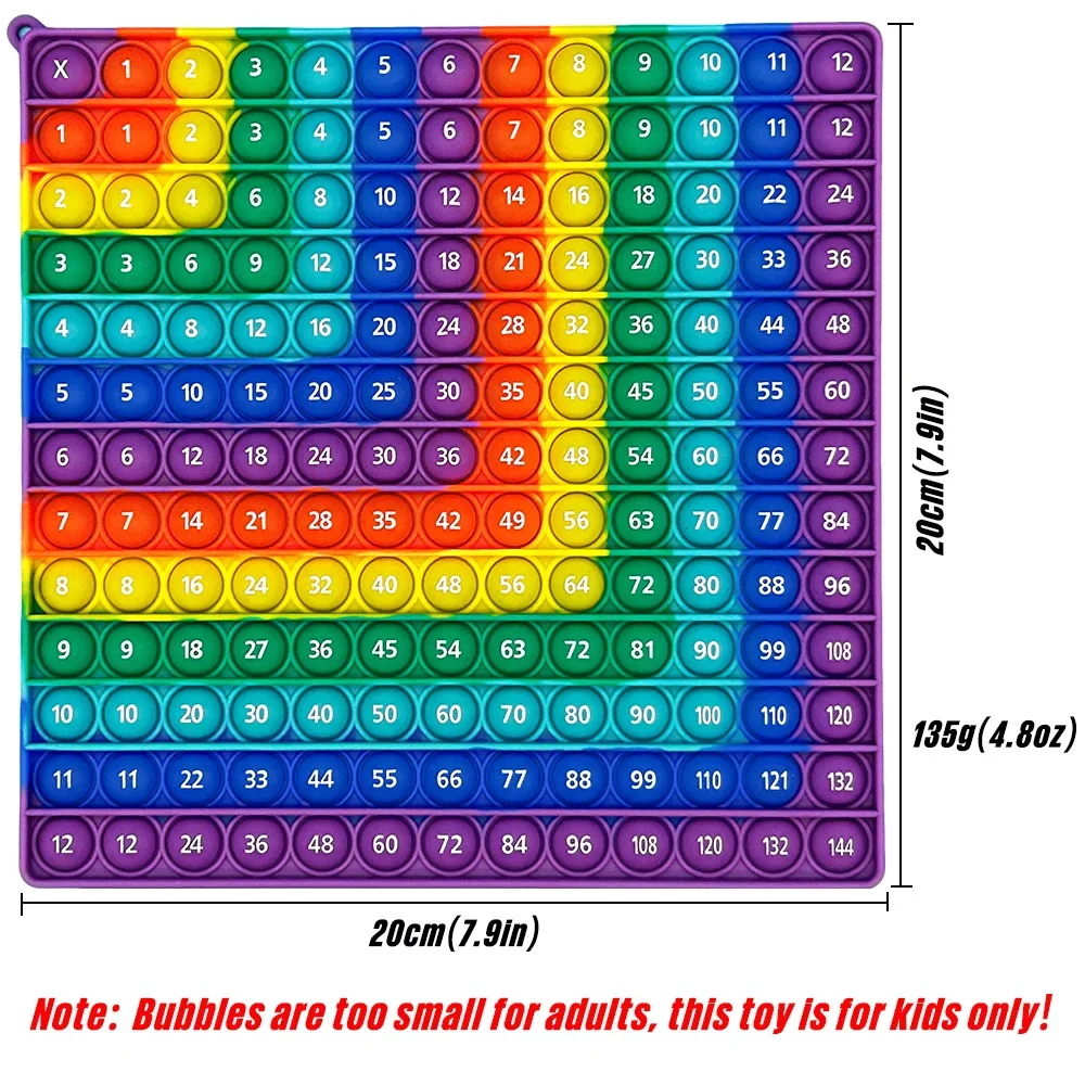 Gra edukacyjna w matematyce: mnożenie i dodawanie, 12x12 i 12+12, zabawki pop, tęczowy silikon, dwustronna tablica mnożenia, prezent dla dzieci
