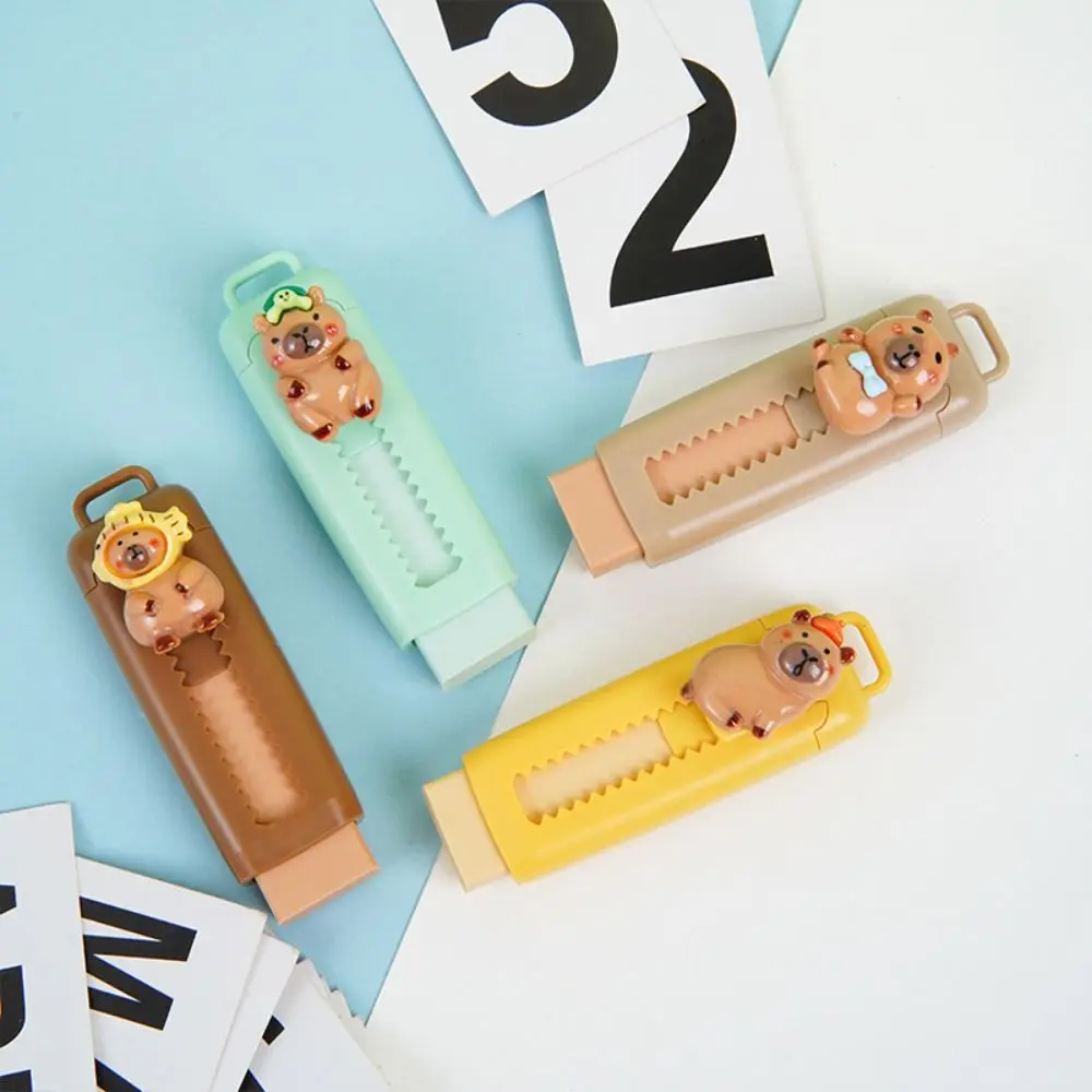 1PC Capybara Eraser Push Pull Cartoon Eraser Cute Soft 4B materiale scolastico Mess Free Sketch studente stazionario materiale scolastico