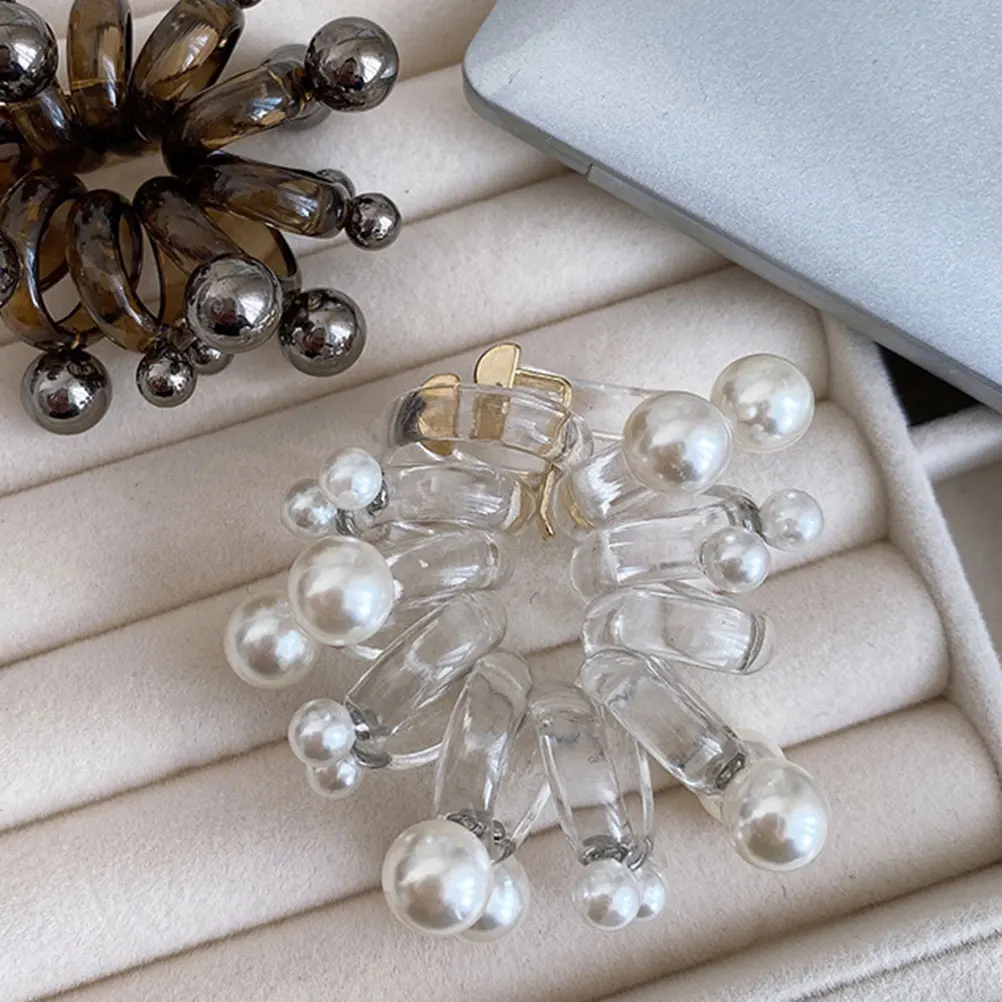 

Beaded Head Rope Coil Hair Ties for Thick Elastic Ponytail Holder Band White Holders