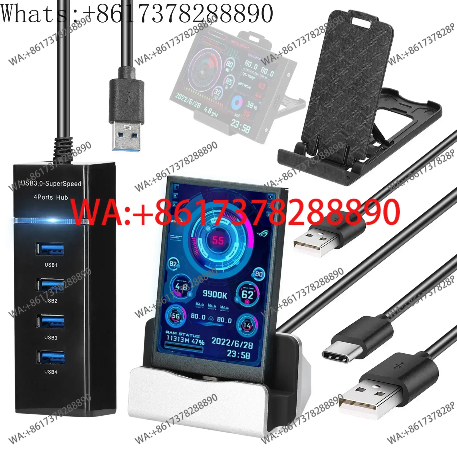 3.5-inch computer small secondary screen IPS full view USB chassis computer monitoring USB secondary screen AIDA6 free