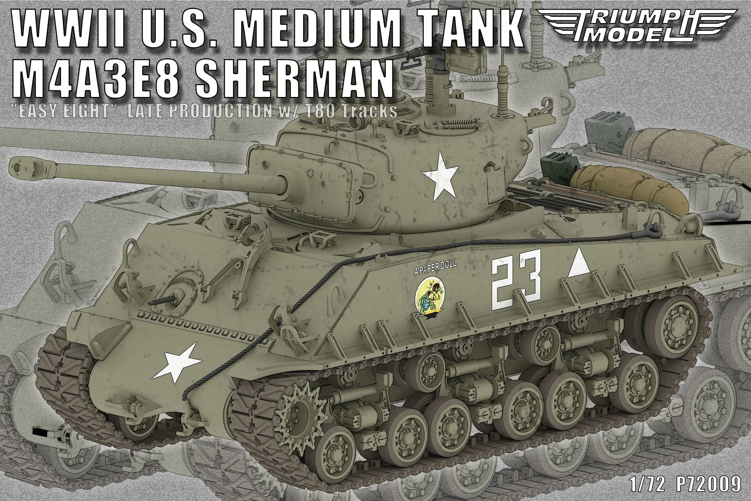 

Модель OSTRICH P72009 1/72, американский средний танк Второй мировой войны M4A3E8 Sherman «Easy Eight» с задержкой производства. w/ T80 гусеницы
