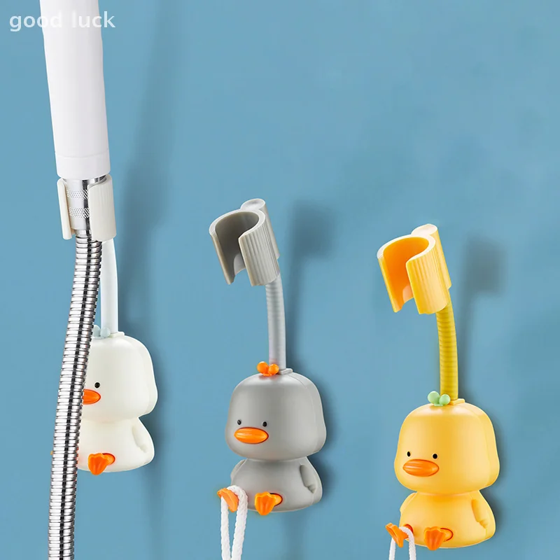 1PCS Dusche Halterung Dusche Stehen Kein Stanzen 360 Grad Einstellbar Badezimmer Düse Festen Basis Tier Cartoon Dusche Lagerung rack