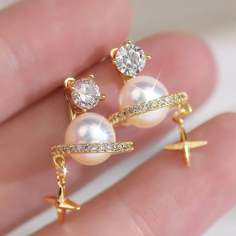 

2022 Fashion for Women Earring Korean Super Large Pearl Inlaid Shine Exquisite Zircon Luxury Temperament Ladies Earrings Jewelry