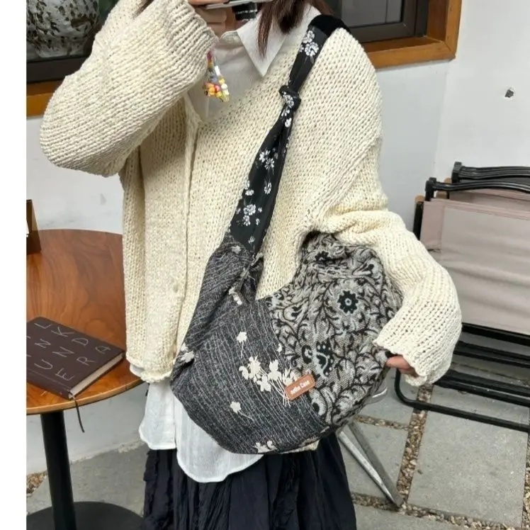 

Causal Women's Hobos Bags New Chinese Style Patchwork One Shoulder Bag
