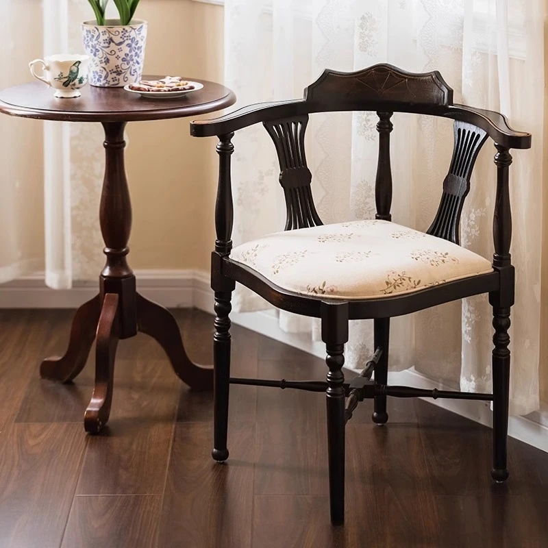 Medieval Home Living Room Balcony Backrest Armrest Triangle Chair Bedroom Dressing Chair
