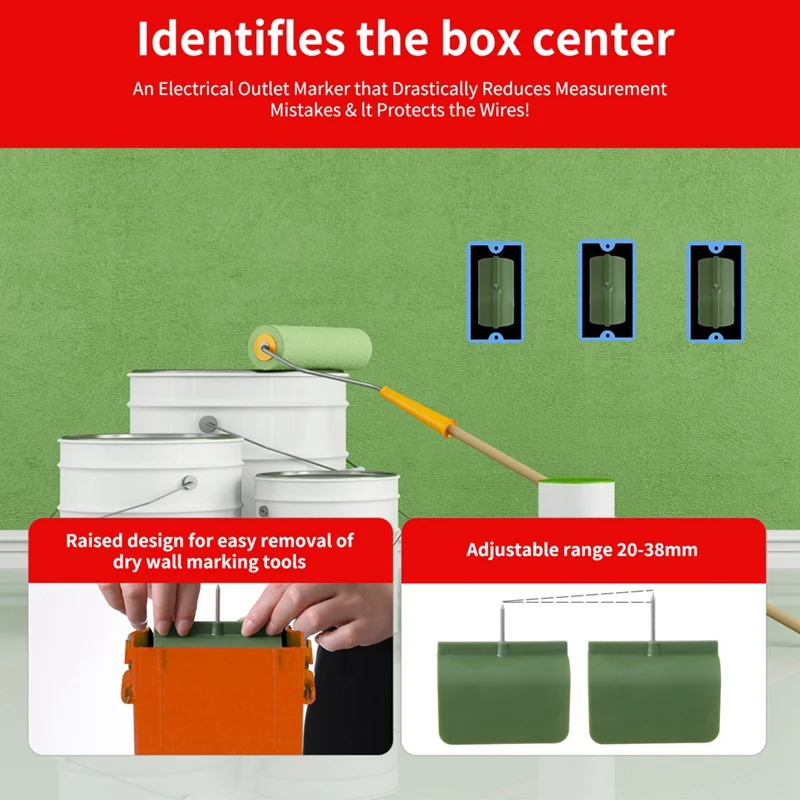 Drywall Outlet Marker Fit For Electrical Outlets,Wire Protection Drywall Electrical Box Locator Green