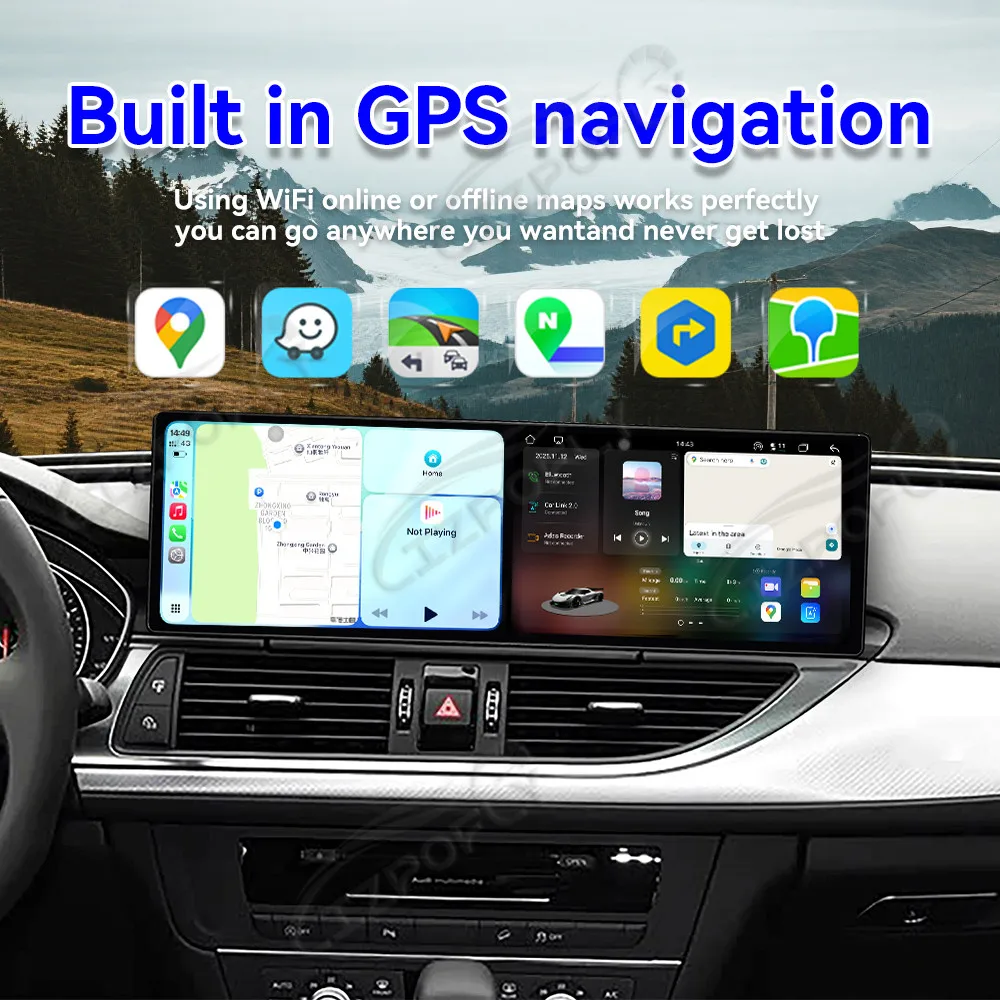 Dual 9.1'' Android 15 CarPlay Car Radio For Audi A6 A7 2016-2018 Touch Screen Multimedia Player GPS Navigation 4G WIFI
