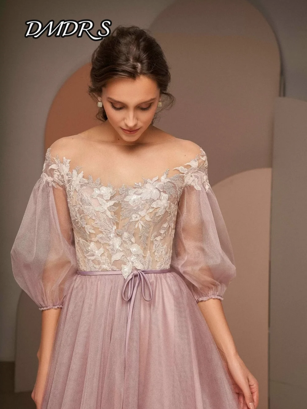 Charmante robe de soirée à épaules dénudées, élégante robe de soirée trapèze en Tulle, avec des appliques classiques, longueur au sol, robes de soirée
