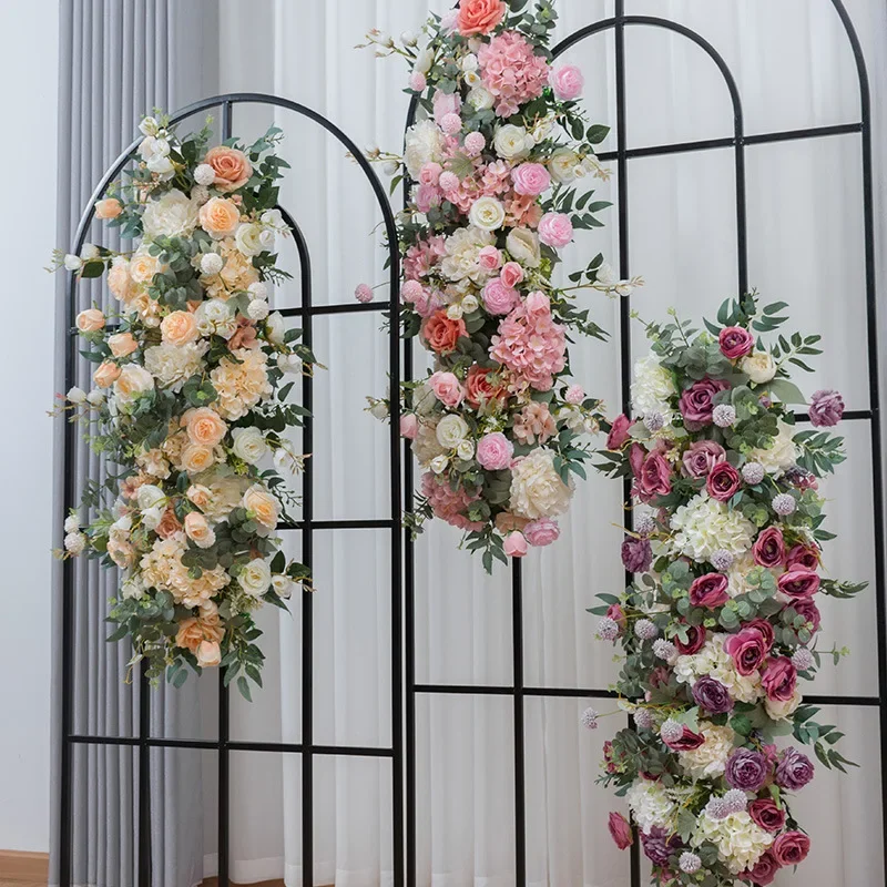 100CM European Peony Rose Flower Row Outdoor Wedding Decoration Background Wall Showcase Dining Table Decoration Striped Flowers