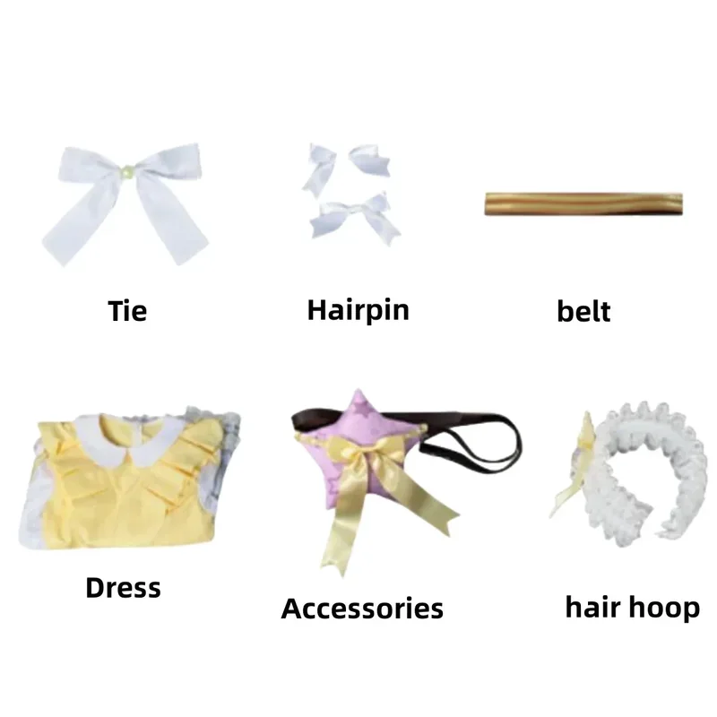 FC6Anime Game Anne Lester Toy Merchant Cosplay Costume Shimmer Wig Yellow Lolita Dress Uniform Woman Kawaii Halloween Party@FC8！