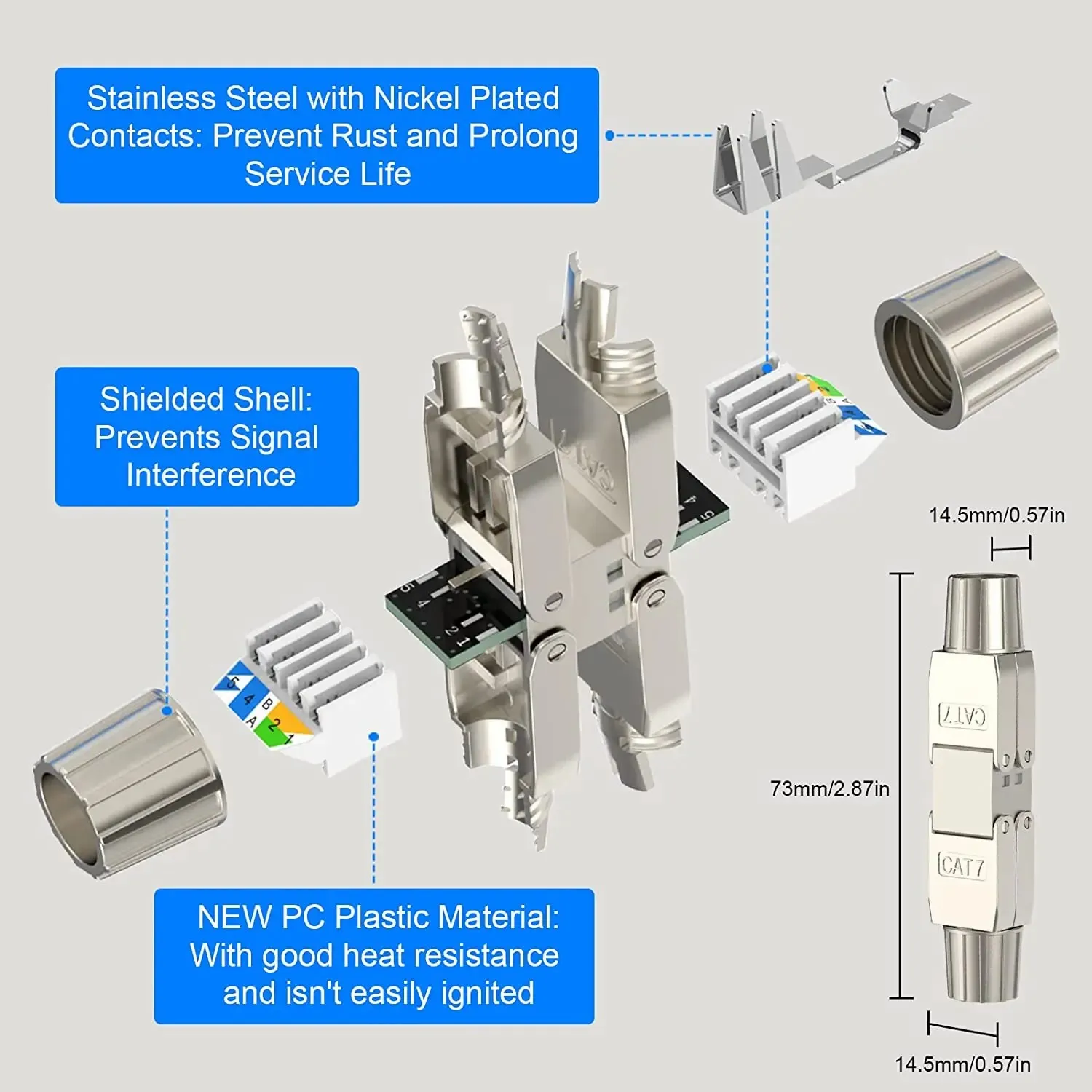 Woow Lsa Netwerkkabel Connector Tool-Free Cat7 Cat6a, Rj45 Lan Extensie Afgeschermd Voor Installatie Kabels Ethernet-1Pcs