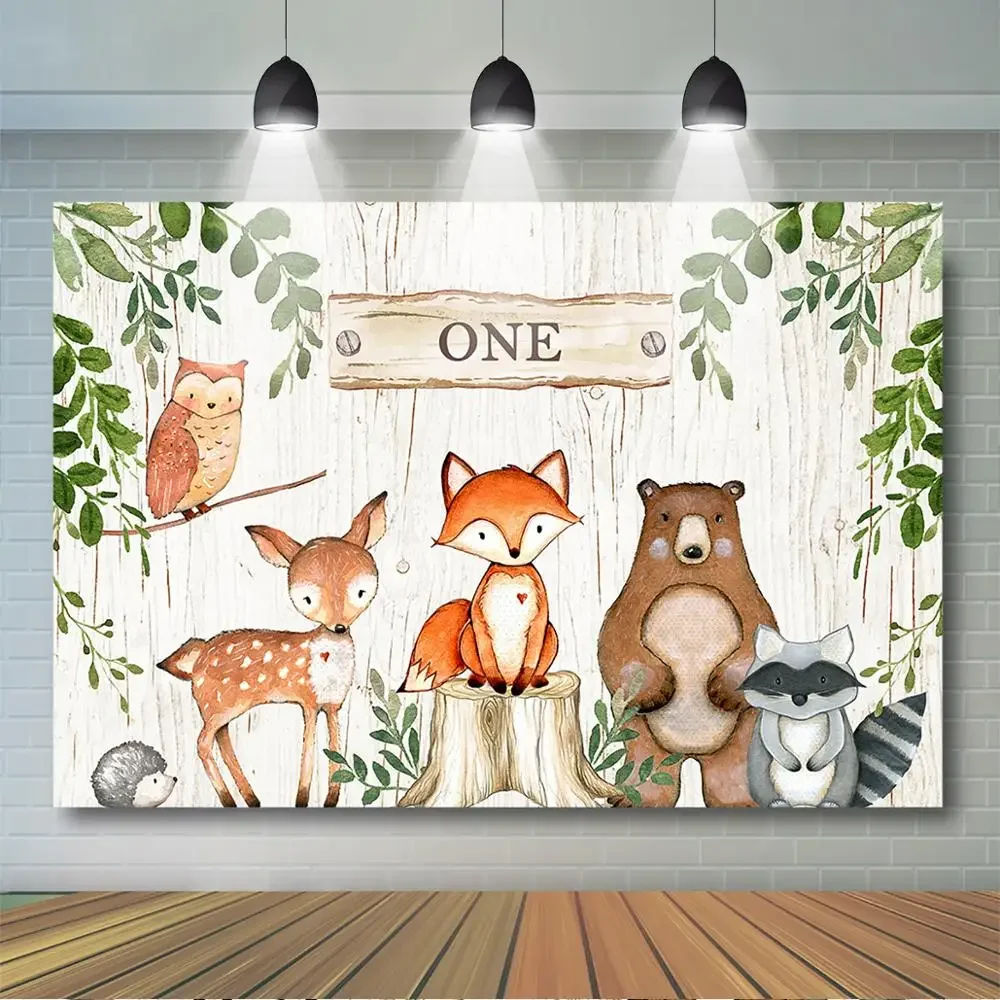 Woodland Baby Shower Birthday Backdrop Woodland Animals  Background Words Custom Woodland Birthday Baby Shower Party Decoration