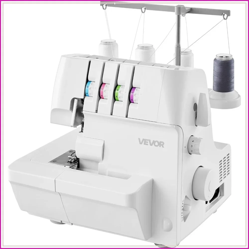 Serger Overlock Sewing Machine 1250SPM 2/3/4 Thread Differential Feed Free Arm LED Light