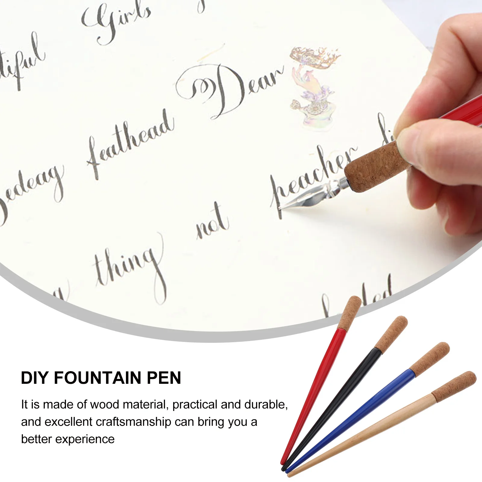 

4Pcs Vintage Dip Penholder Wood Penholder with Precision Craft for Writing Accessory Dip Pen Supplies Nib Holder Present