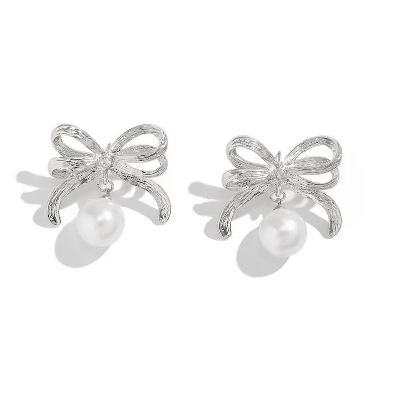 Exquisite Pearl  Knot Earrings Women's Faion Jewelry Ele mat Luxury Cross-Border Accories