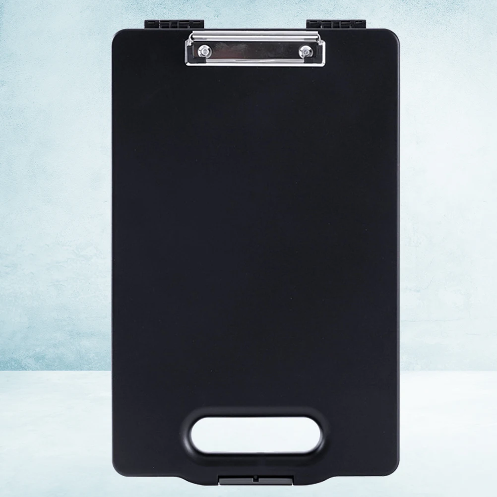 

Portable Writing Board Clipboard Storage Box Black Pad for A4 Paper File Folder Pen Slot PP Material Openable Paper