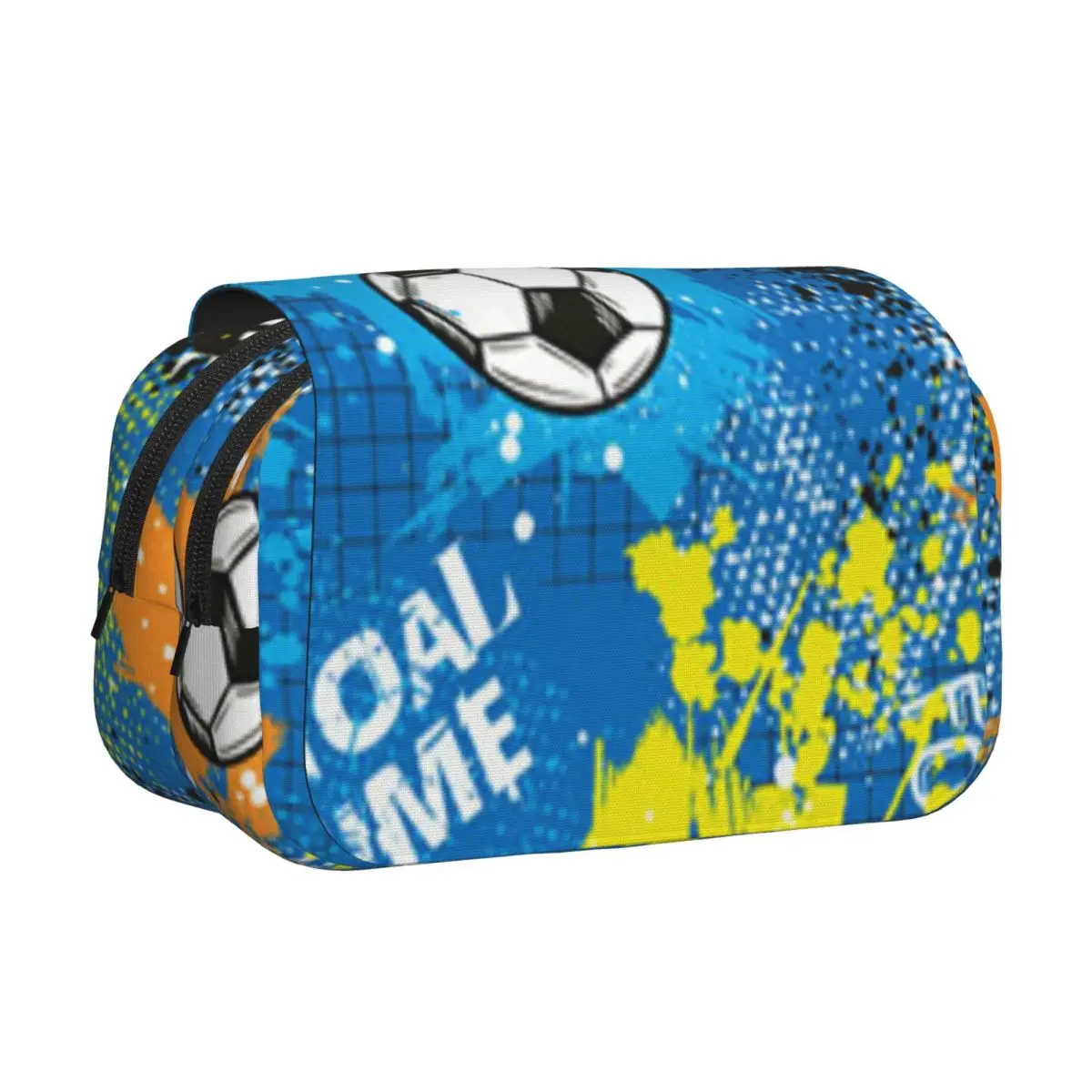 Football Graffiti Pattern Pencil Cases Pencil Pouch Hard Shell Leather Large Capacity Pen Box Pencil Bag for Kids Gifts