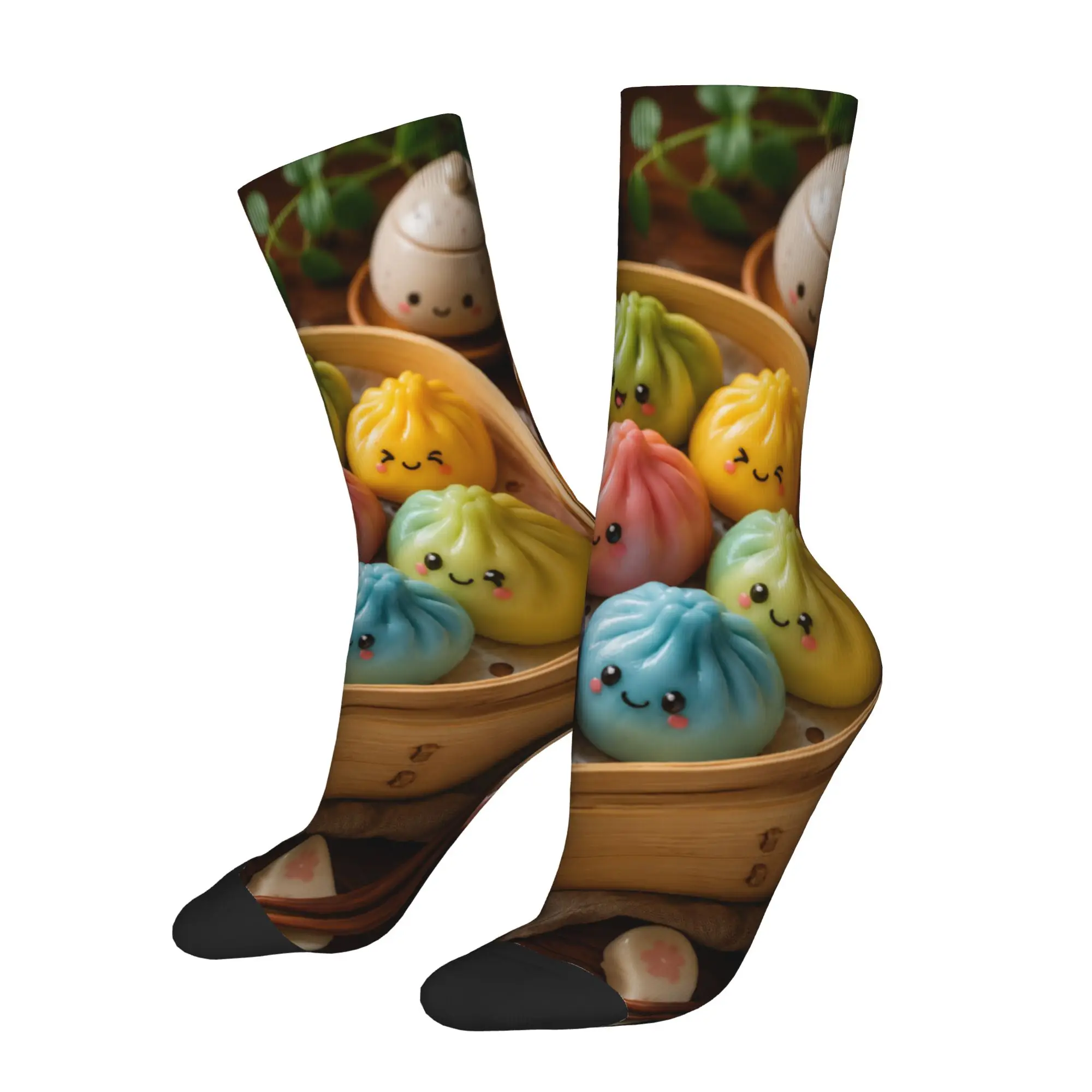 Cartoon Dumpling Theme Socks Merchandise for Men Non-slip Crew Socks