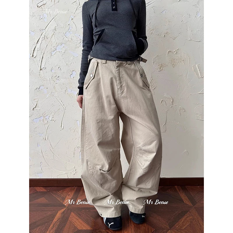 ZHIZOU Women Brown Gothic Baggy Y2k Jeans Vintage Boyfriend Jean Pants Japanese 2000s Harajuku Oversize Denim Trousers Autumn