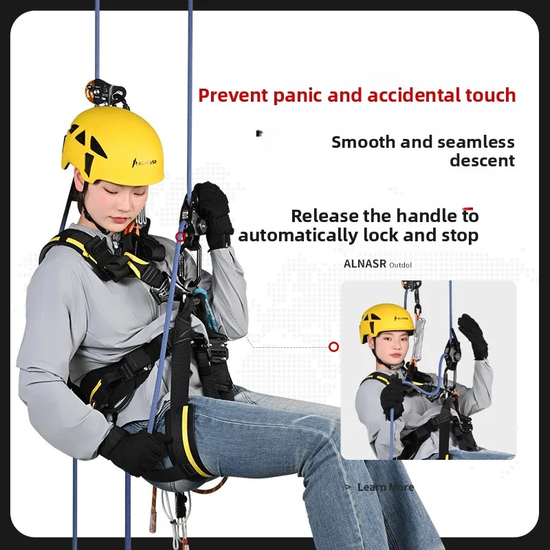 Anti-Panic Cam Manual Descender, Outdoor Climbing Quick Descent Device for Aerial Work