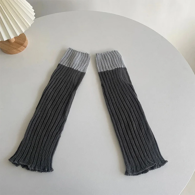 Nette Mädchen Dünne Waden Strümpfe Frauen Stricken Wolle Bein Wärmer Herbst Winter Lolita Kontrast Farbe Thermische Lange Socken Fuß Abdeckung